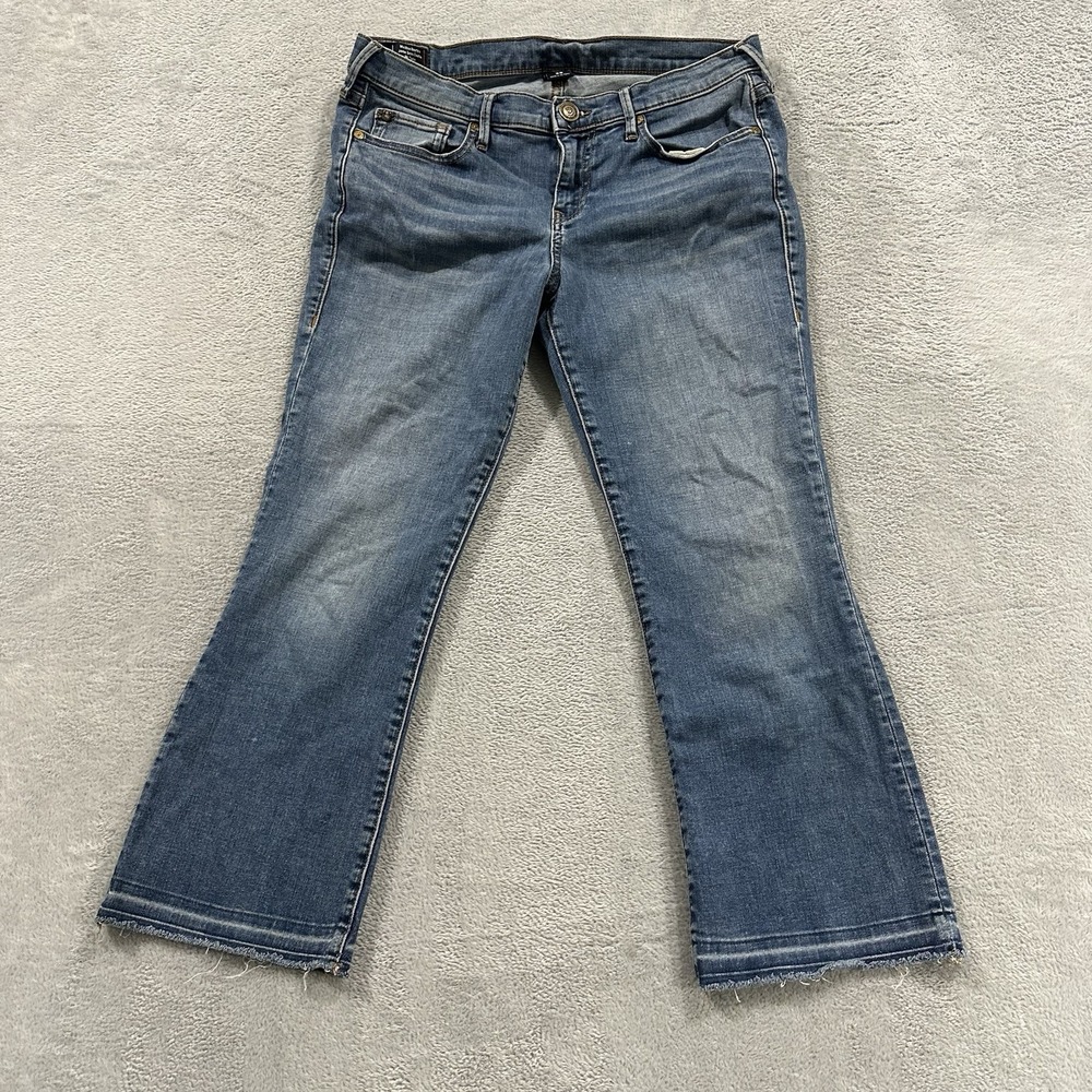True Religion Becca Crop Jeans Women 29 Mid Rise Bootcut Blue Stretch Y2K